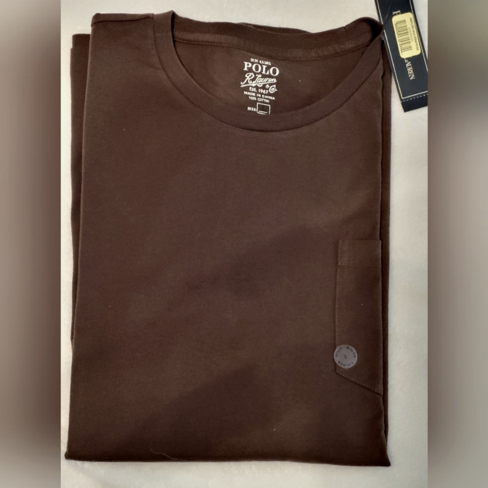 Polo Ralph Lauren Shirt Long Sleeve Brown Large New